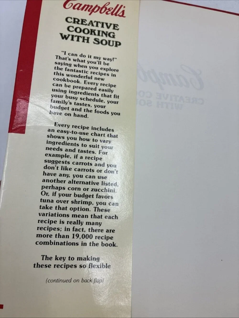 Campbell's Creative Cooking with Soup Cookbook 1985 Vintage Recipes Hardcover